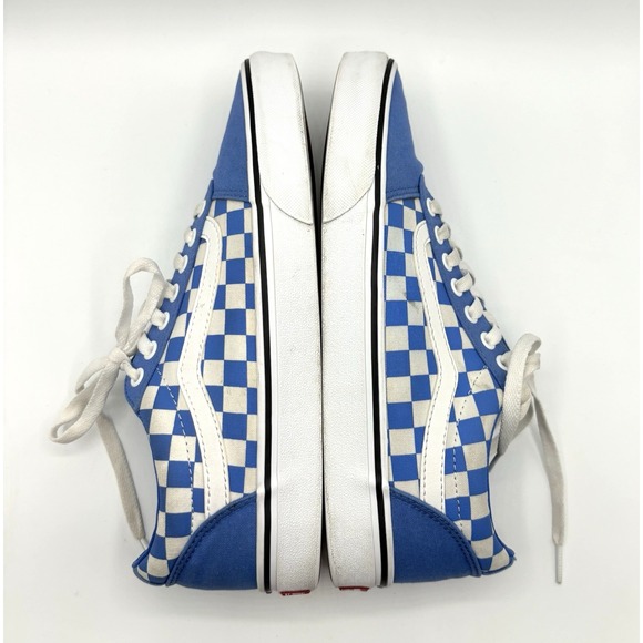 VANS Ward Checker Shoe Mens Size 9 Blue White Old Skool Skateboard Lace Up - Picture 7 of 10